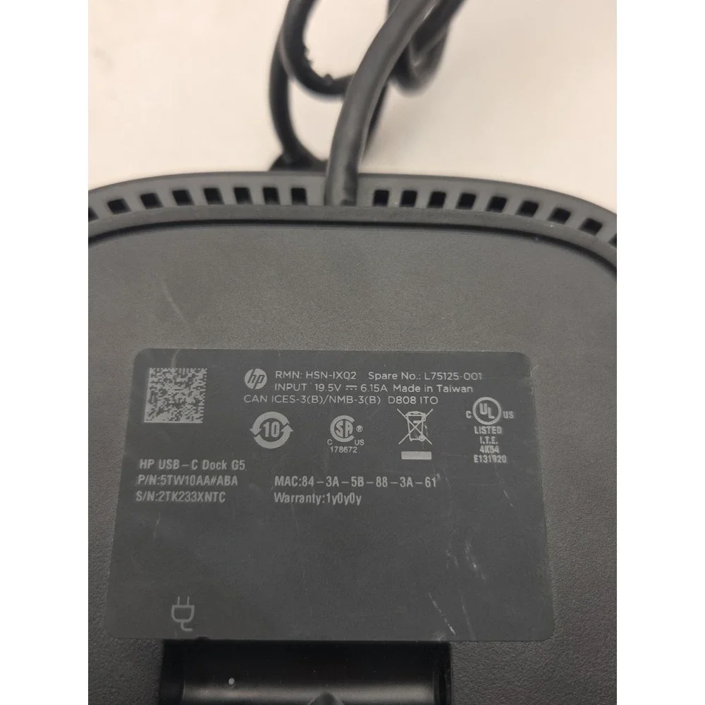 HP USB-C Dock G5 Essential Dock HSN-IX02 Universal Docking Station - TESTED WORK